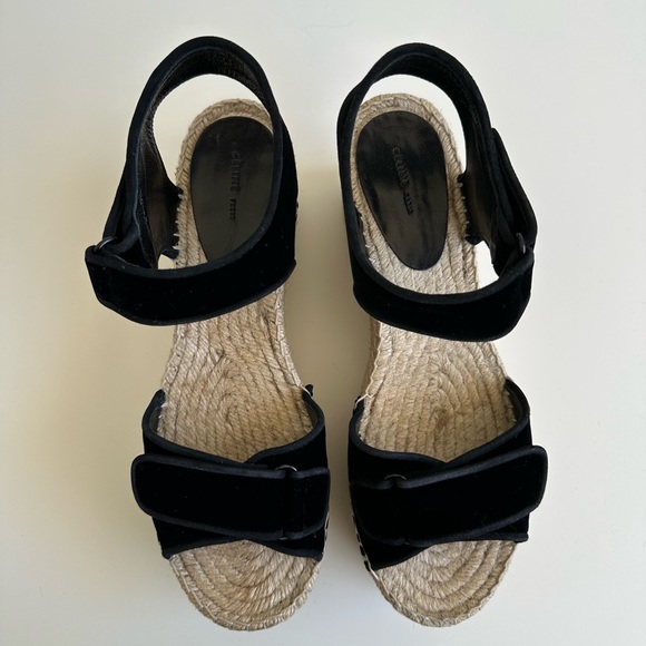 Celine Espadrilles Black Velvet Sandals Wedge Platforms size 40 New with box - Picture 4 of 10